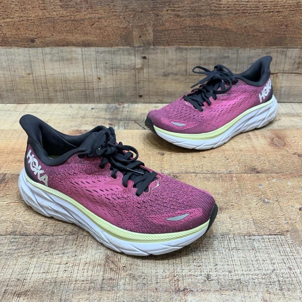 Hoka One One Clifton 8 Shoes Womens Size 6.5 38 Pink Mesh Sneaker 1119394 BGIR